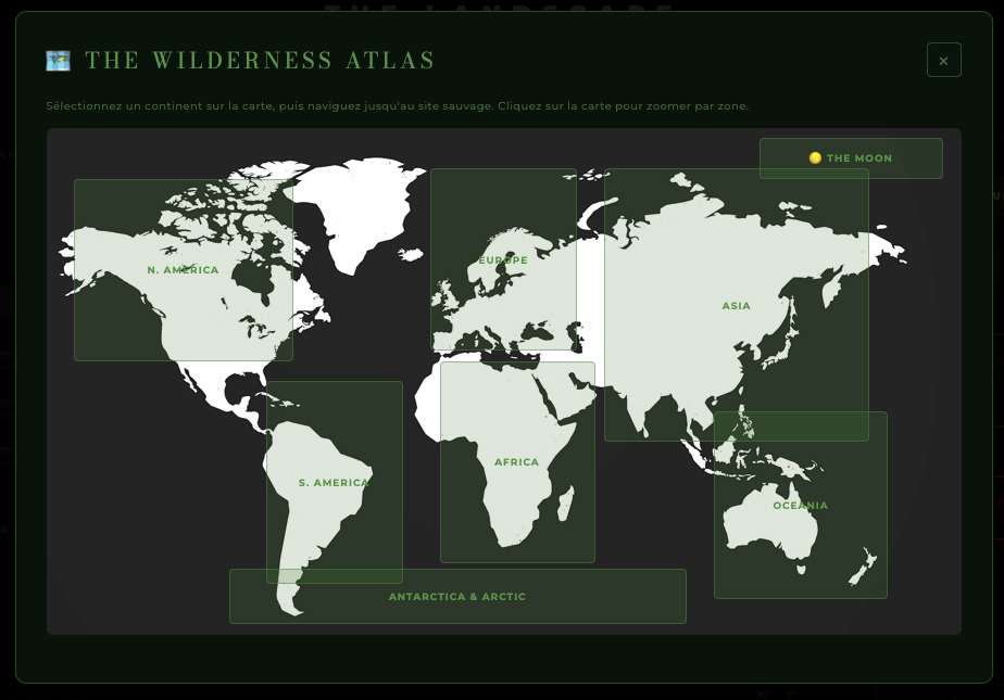 The Wilderness Atlas — carte interactive