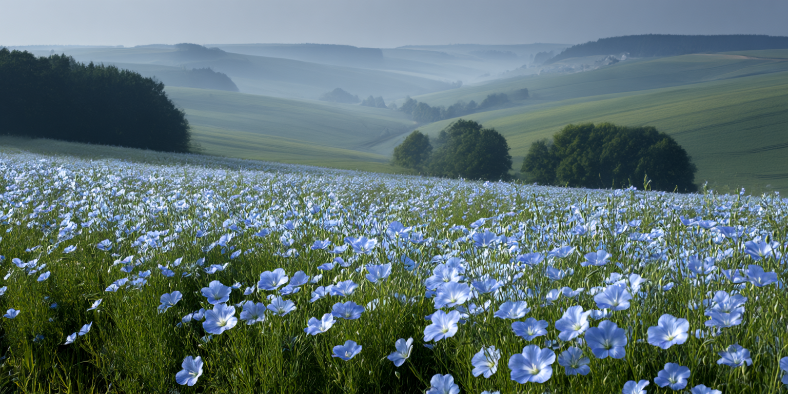 Champ de lin bleu en Normandie