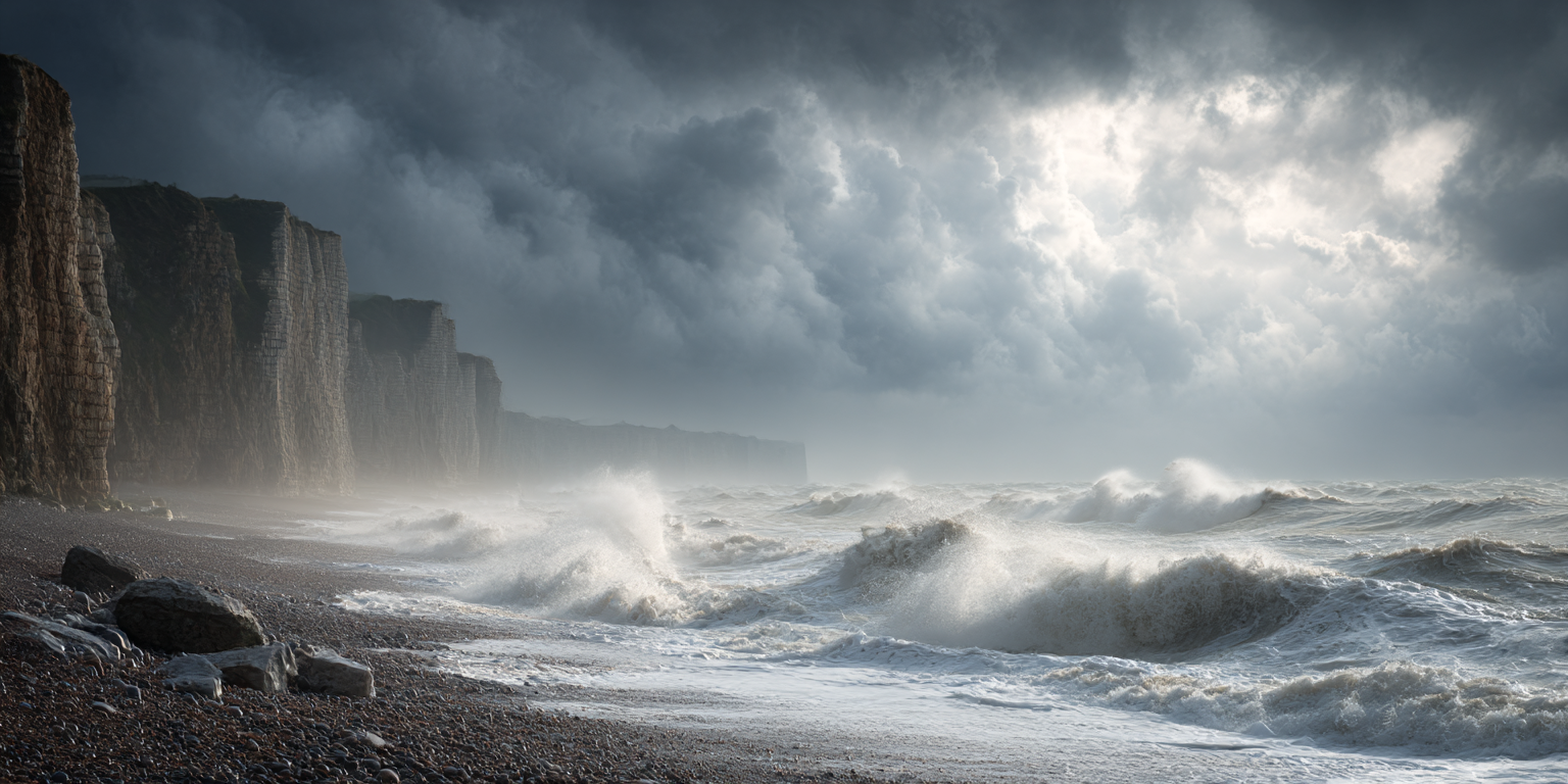 Falaises de Pourville sous la tempête