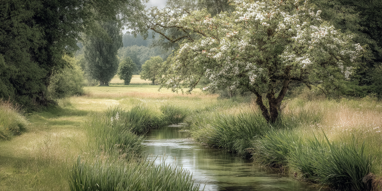 Rivière normande au printemps