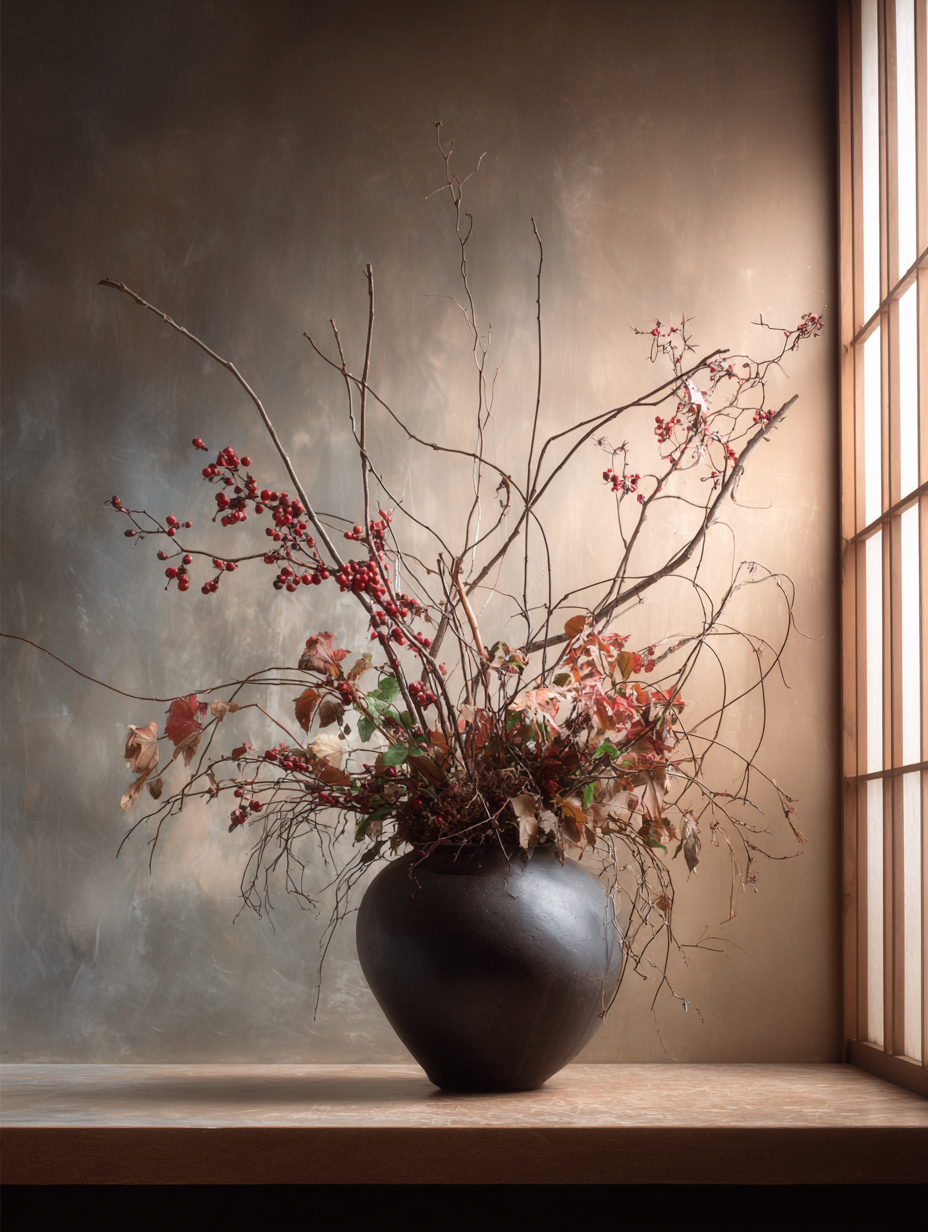 Christian Tortu · Baies d'automne · Vase grès sombre
