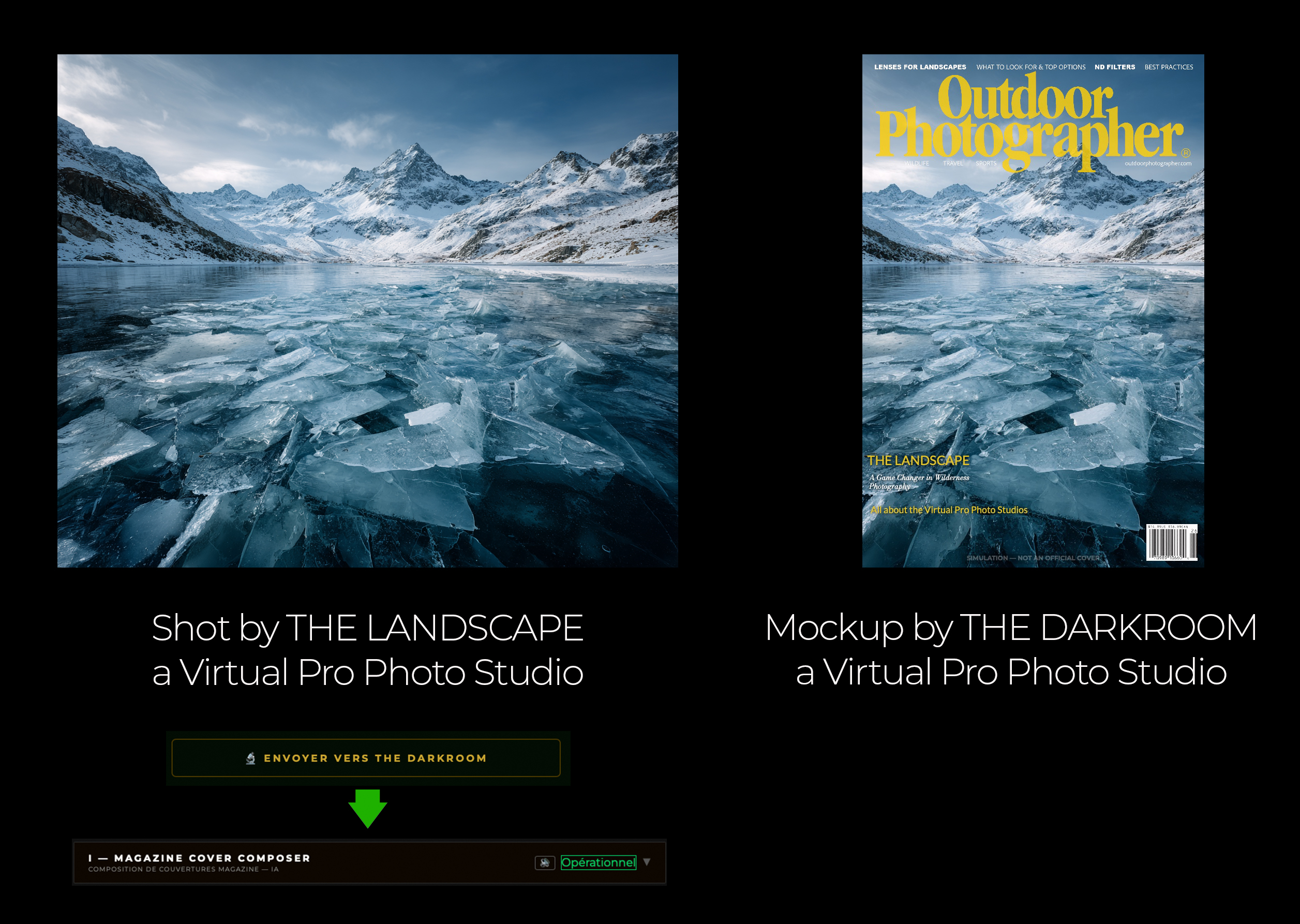 Workflow — lac glacé → couverture Outdoor Photographer