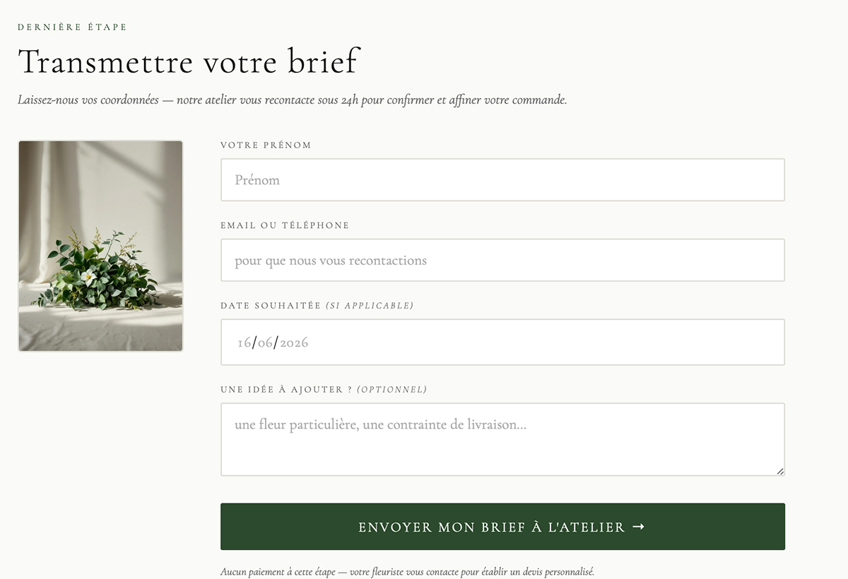 MON ATELIER — Brief fleuriste