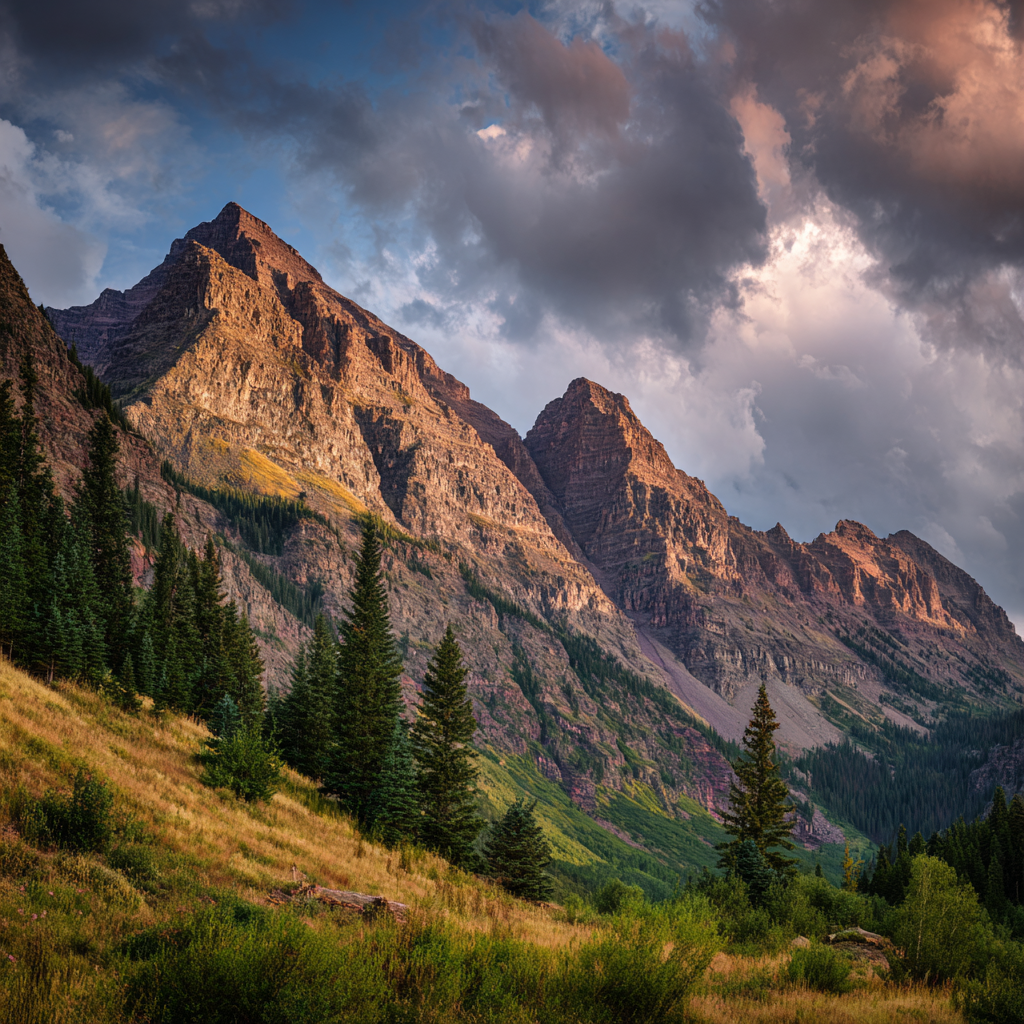 Maroon Bells Colorado — golden hour cumulus