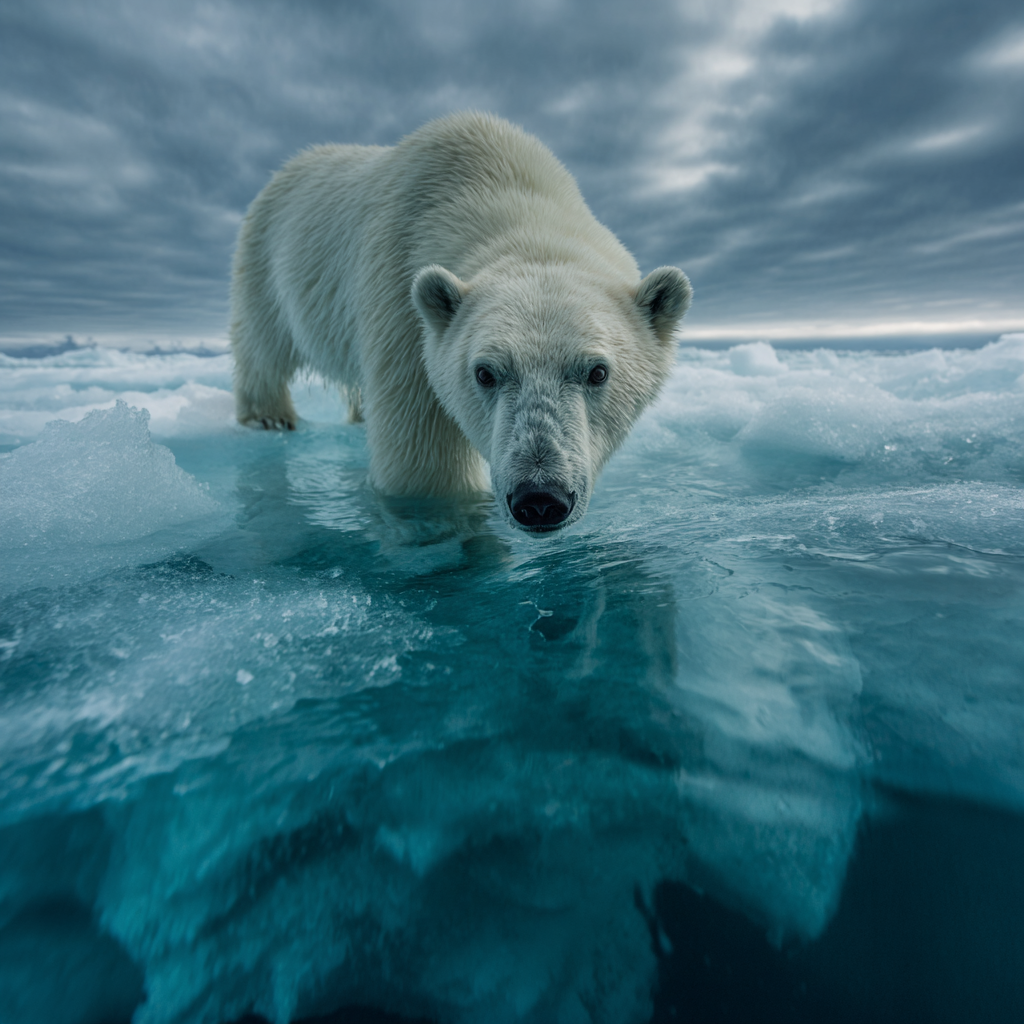 Style Paul Nicklen — ours polaire sur la banquise