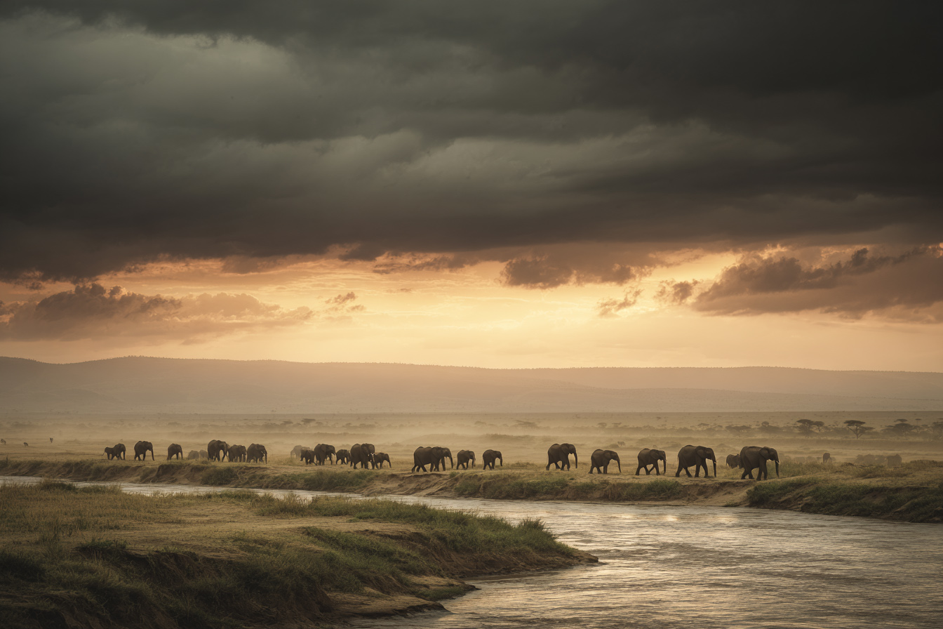 Troupeau éléphants Serengeti