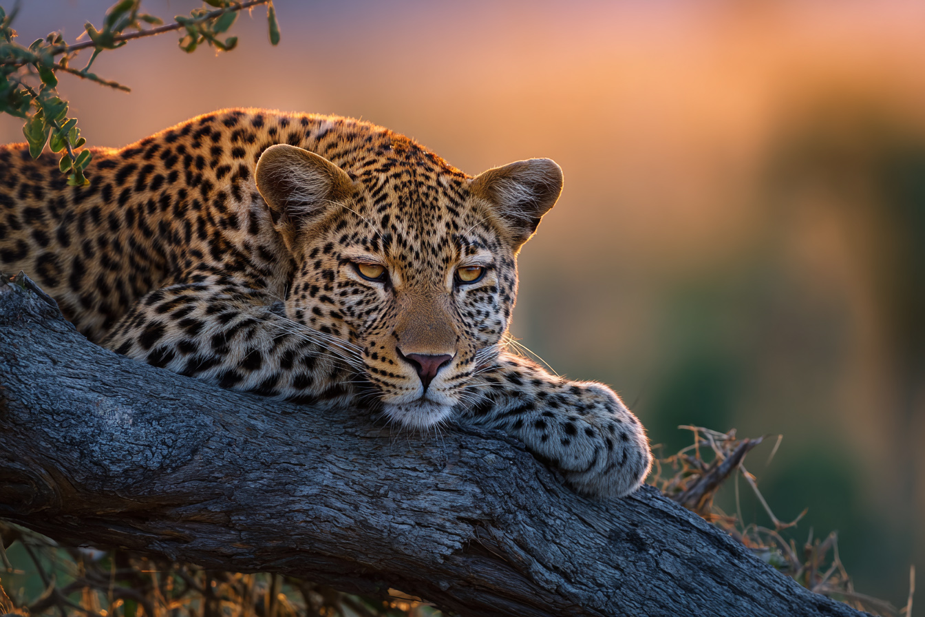 Léopard golden hour