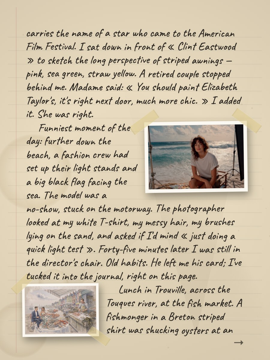 The Scrapbook — texte manuscrit qui contourne les photos