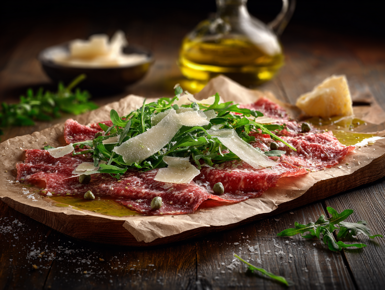 Carpaccio de bœuf, roquette, parmesan