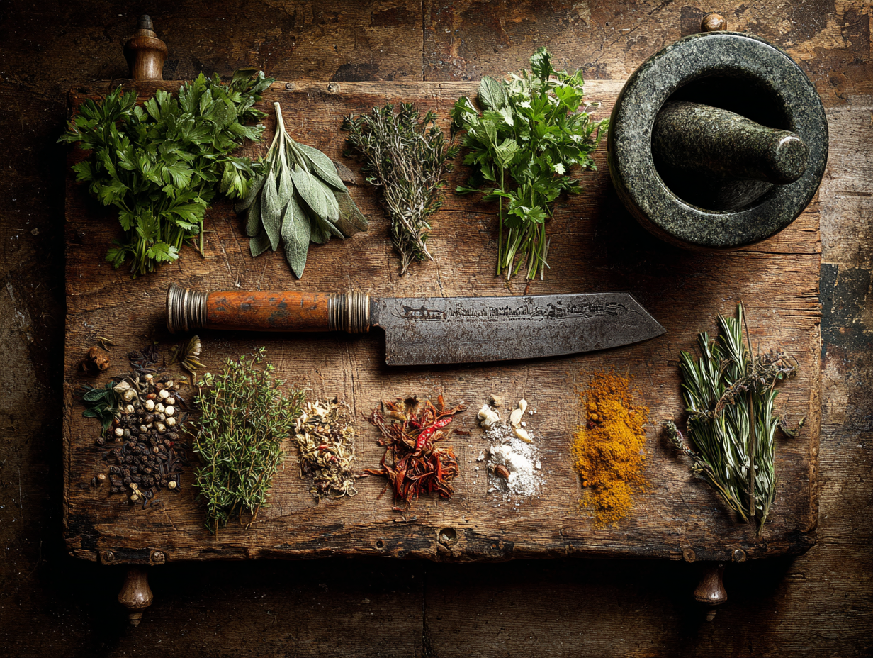 Mise en place, planche, légumes préparés