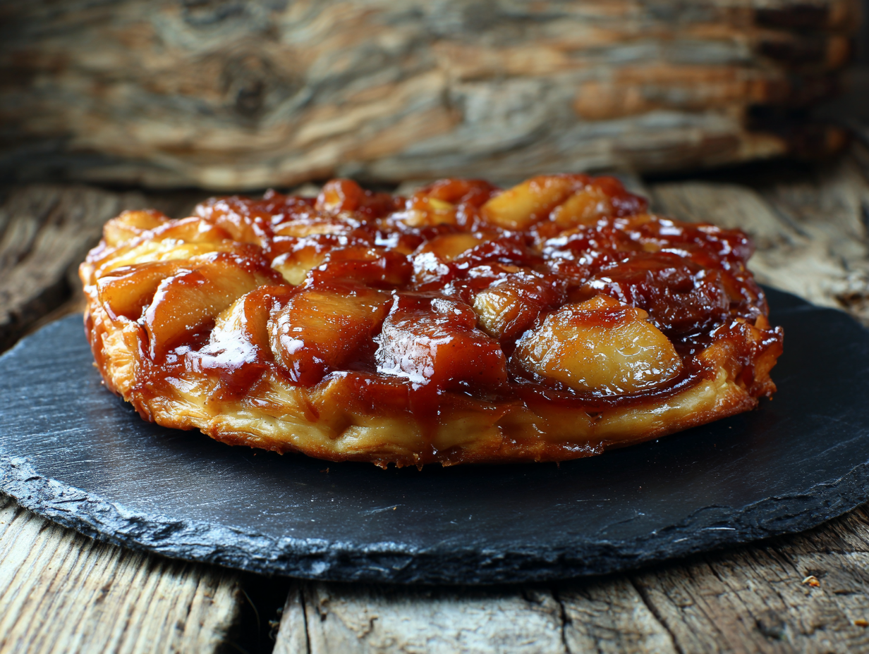 Tarte tatin, caramel, ardoise